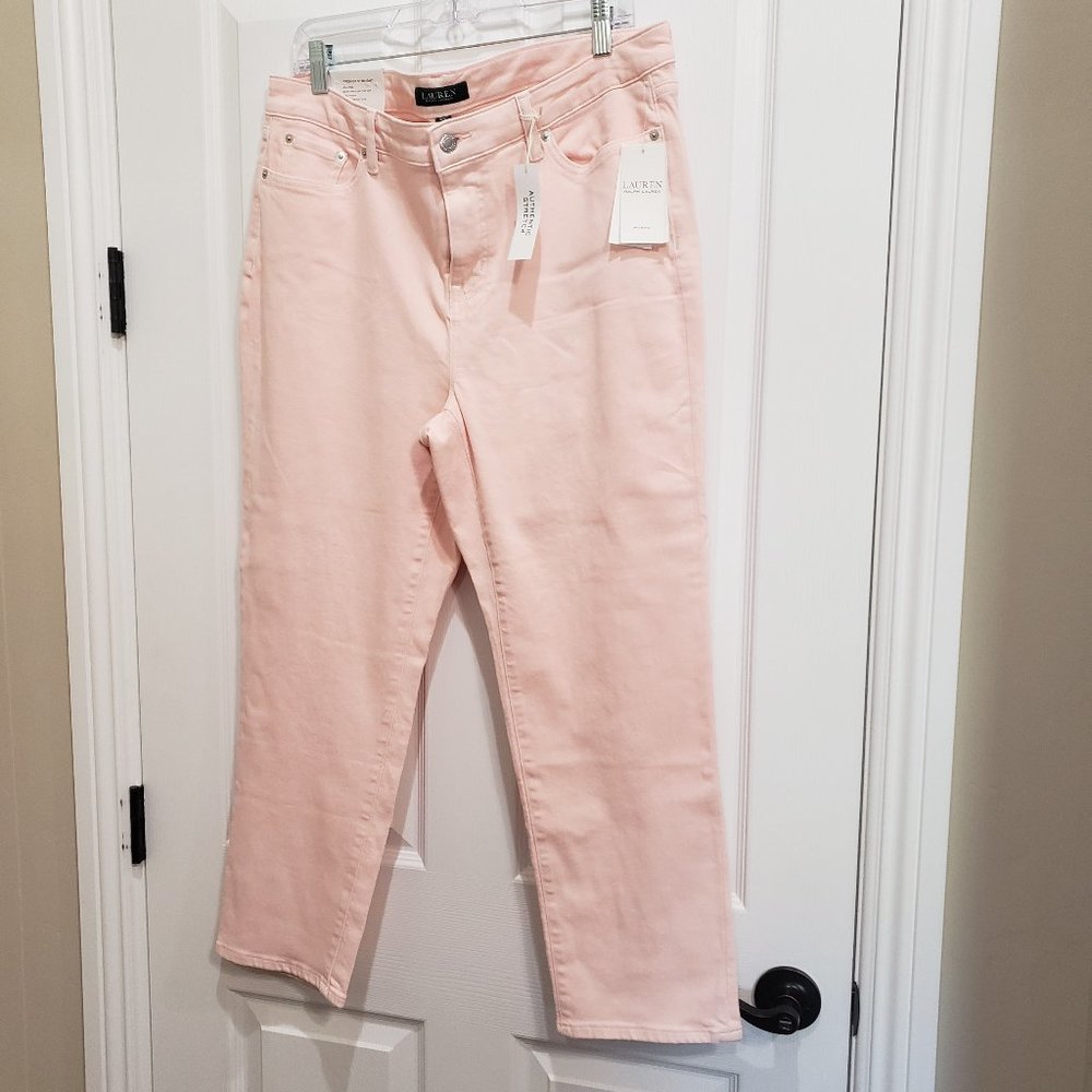 Lauren Ralph Lauren Womens 16W Plus Pale Pink Jeans NWT $110 Premium straight